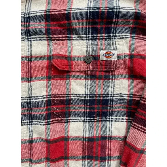 Dickies Men's Plaid Long Sleeve Button Down Flannel Shirt Relaxed Fit Sz L - Picture 5 of 8